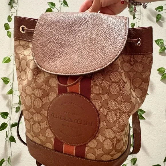 Coach Tan and Brown Monogram Backpack Coach Bag Vintage Signature Logo Brown and Tan Monogram Backpack main image 2